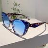 Popular Cat Eye Designer Sunglasses Leopard Decoration Gradient Women's Sun Glasses Ins Brand Trends Shades for Lady