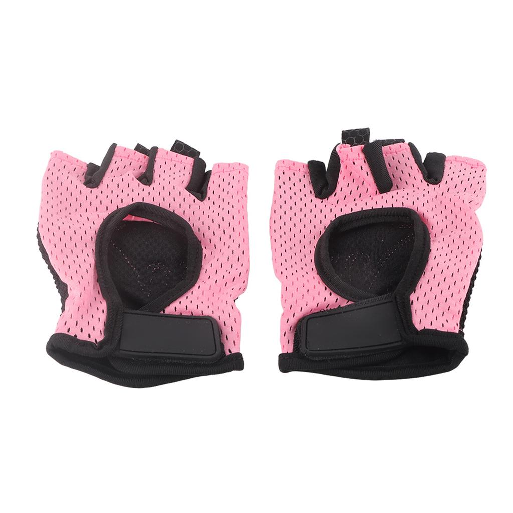 2PCS Fitness High Elastic AntiSkid Sports Half Finger Gloves for Dumbbell Aerial Yoga Training Equipment(Rose M)