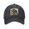 A Majestic Elephant With Her Baby Elephant Washed Denim Cap Casual Baseball Caps Adjustable Hat Summer Unisex Baseball Hats