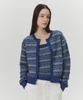 Levar Tweed Jacquard Knit Cardigan - Dutch Blue