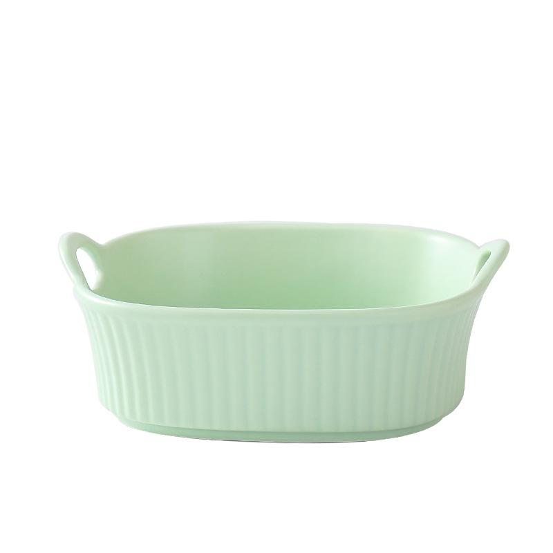 Nordic Style Binaural Air Fryer Ceramic Baking Bowl Household Microwave Oven Oven Special Bowl Noodle Bowl Soup Bowl Salad Bowl