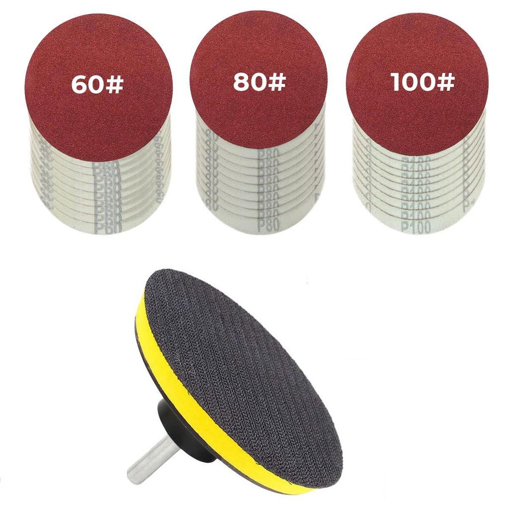 BHBL 30-Piece Drill Bit Sanding Attachment Sandpaper 60/80/100 and 5 Inch Back Pad Set, Electric Shackle Disc, with Pad