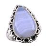 Natural Blue Lace Agate Gemstone 925 Solid Sterling Silver Jewelry Ring S.8 c0t40