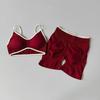 European and American Style Hot Girl Fitness Set with Peach-Shaped Butt Design, Yoga Set for Women with Chest Pads, Sports Bra, High-Waisted Shorts