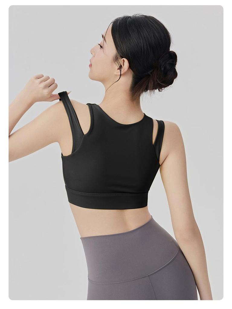 Shockproof High-Strength Sports Bra with Front Zipper for Yoga and Running - Breathable, Fixed Cup Design