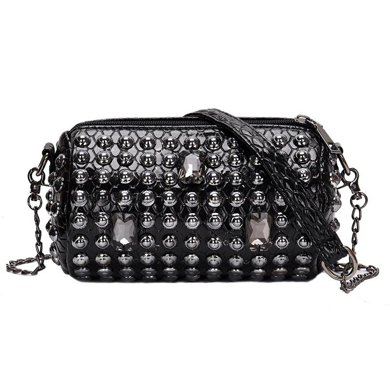Punk Style Women Bag with Rivet Women Messenger Bags with Chain Shoulder Bag Female Cross Body Purse