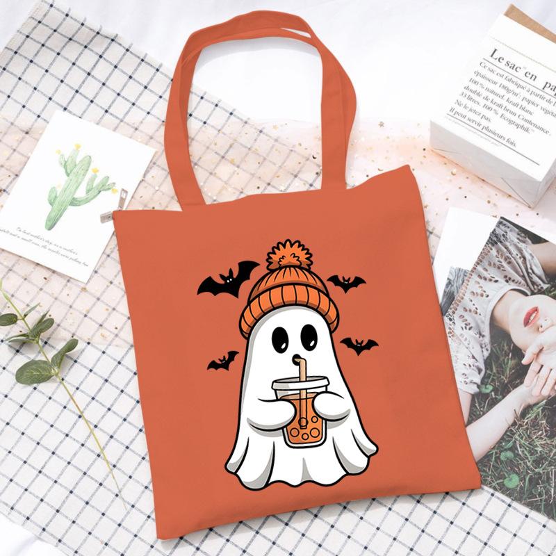 Halloween Halloween Printed Canvas Bag Lazy Style Trend Student Leisure Shoulder Bag Large Capacity