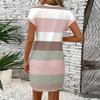 Women's Fashion Casual Contrast Color Round Neck Milk Silk Pullover Dress