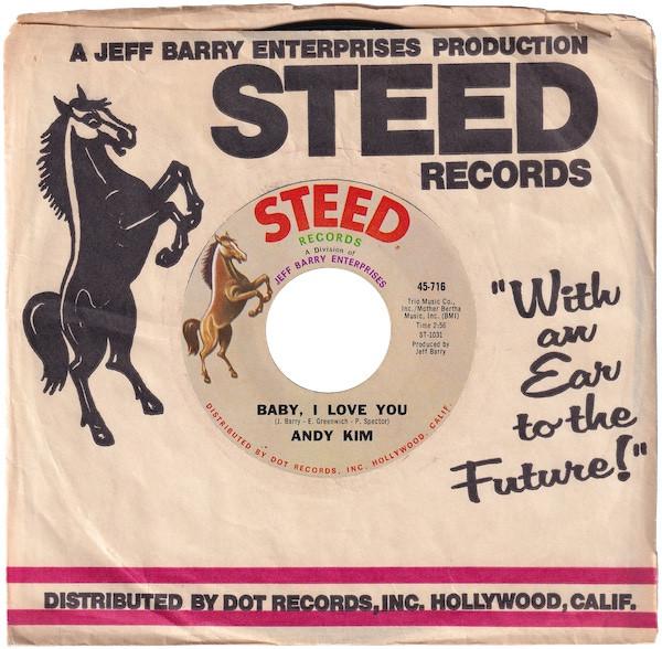 

7-дюймовая пластинка ЭНДИ КИМ - Малышка, я люблю тебя 45716 Steed Records 1969 США Рок Б/У