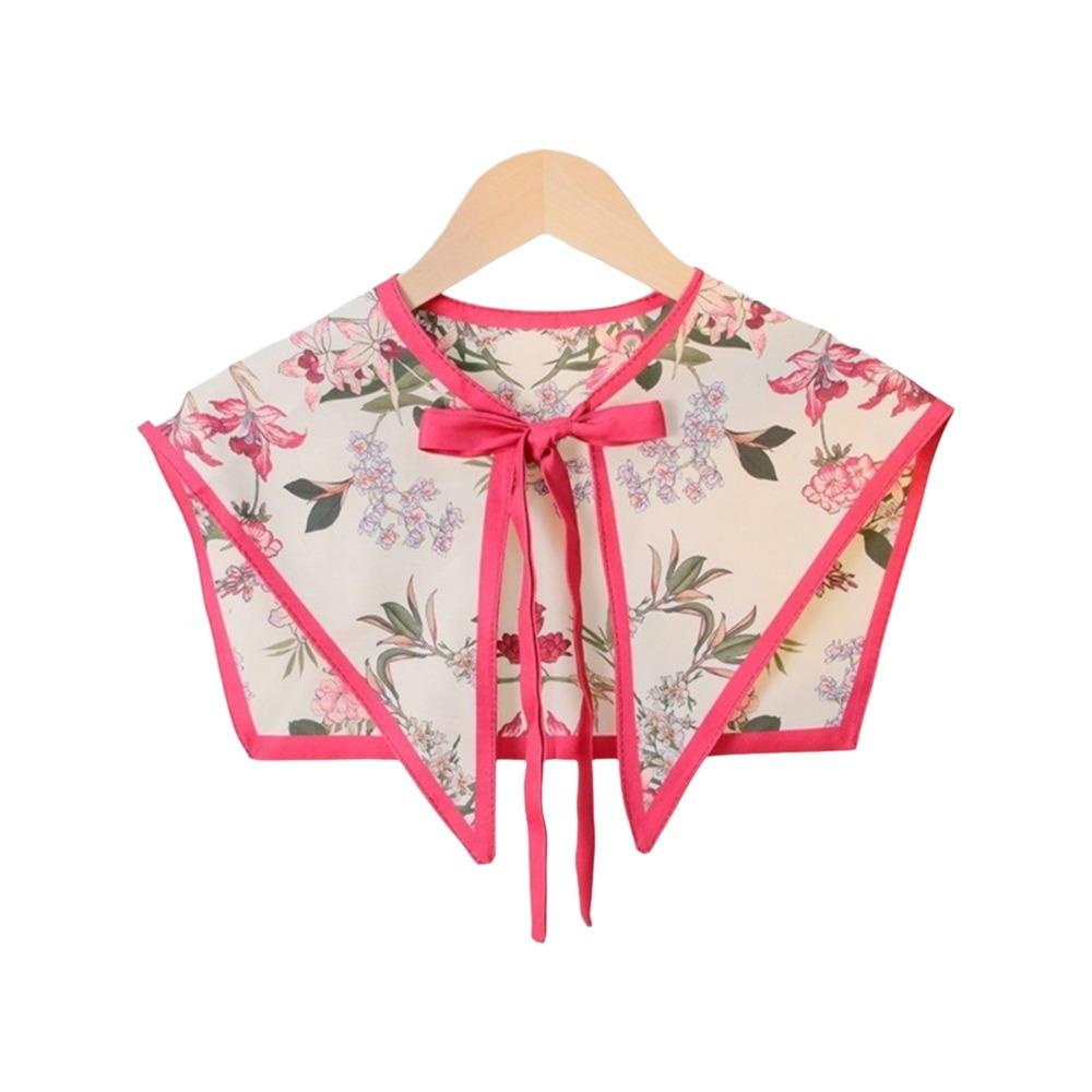 Floral Pattern Fake Collar Shawl Print Vintage Poncho Cape Detachable Fake Collar Capelet  Female