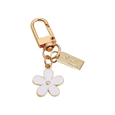 Sweet And Cute Dripping Oil Flower Pendant Keychain Alloy Letter Keychain Pendant