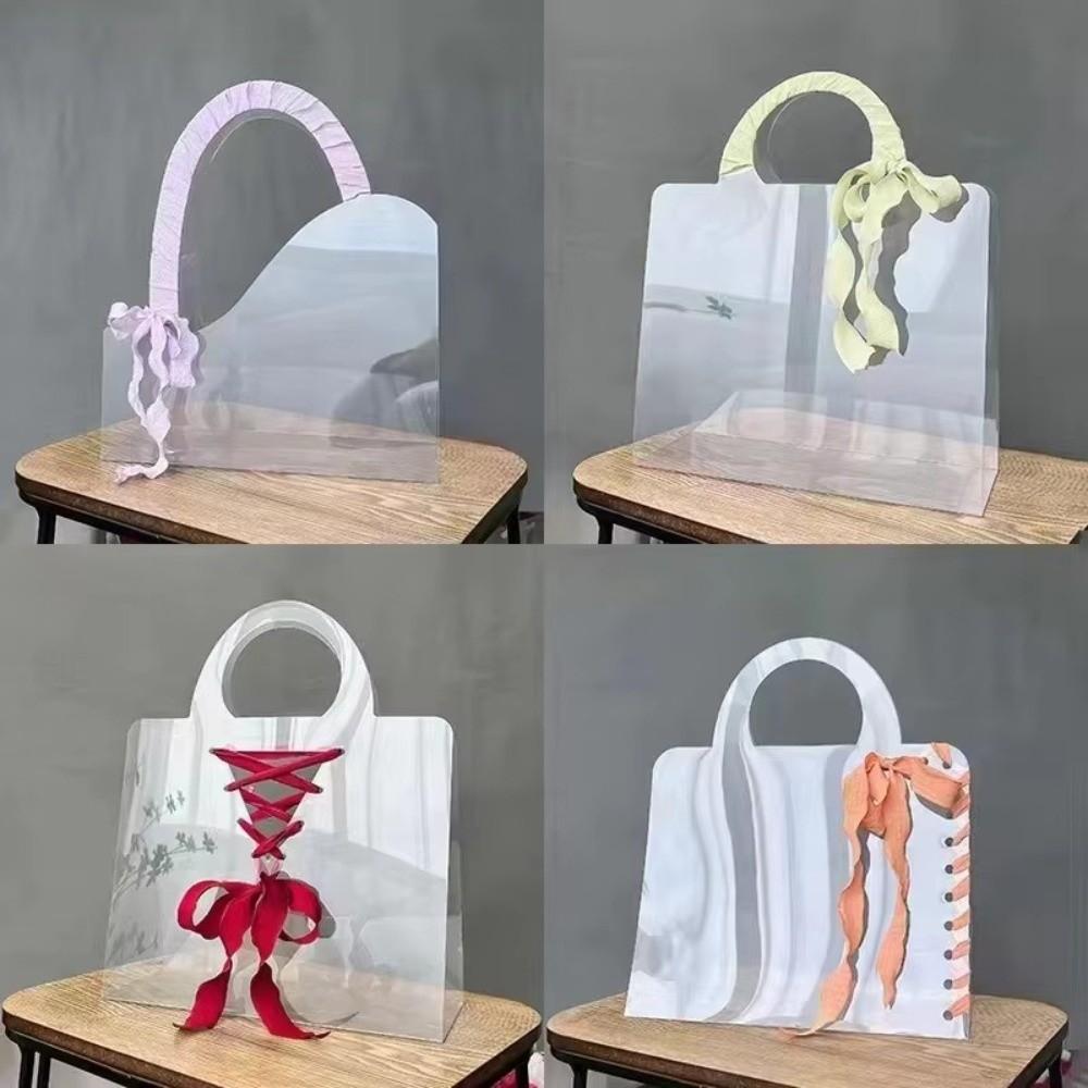 3 Pieces Waterproof Flower Wrapping Handbag with Handle Flower Gift Box  Festivals Event