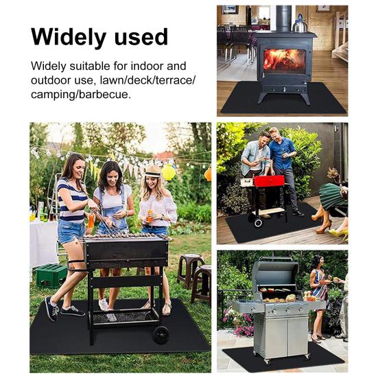 Yousheng Fireproof Pit Mat for Stove BBQ Heat Mat Round Square 3-Layer Fireproof Tabletop Mats for Outdoor BBQ Air Fryer Grill Mats