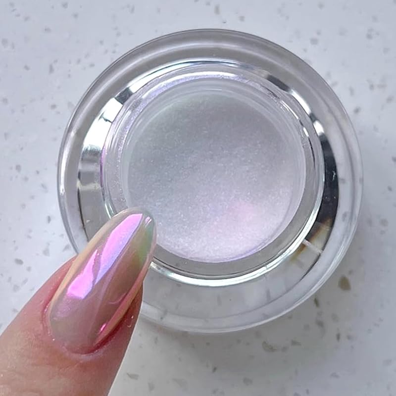 Pretty Diva 0.3g Mermaid Unicorn Chrome Nail Powder, Aurora Iridescent Chrome Powders for Nails, Mermaid Powder for Nails Chrome Mica Powder Manicure Yellow Moonlight - 0.3g