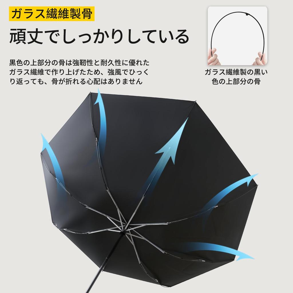 PARACHASE Folding Umbrella for Automatic Opening and Large 140cm Arc Made of Fiberglass for Strong Wind Comes with Umbrella Black Size M Men, Closing,