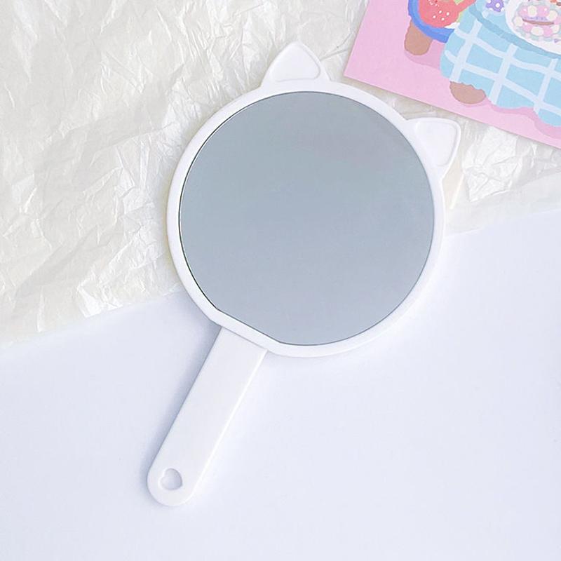 

Cartoon Cat Makeup Mirror On Handle Mini Vanity Mirrors Hair Comb Integrated High Definition Portable Women Girl Cosmetic Tools белый