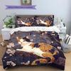 Calico Cat and Fresh Flowers Pattern Bedding Home Decoration Birthday Gift (1 * Duvet Cover + 2 * Pillowcase, Without Core)