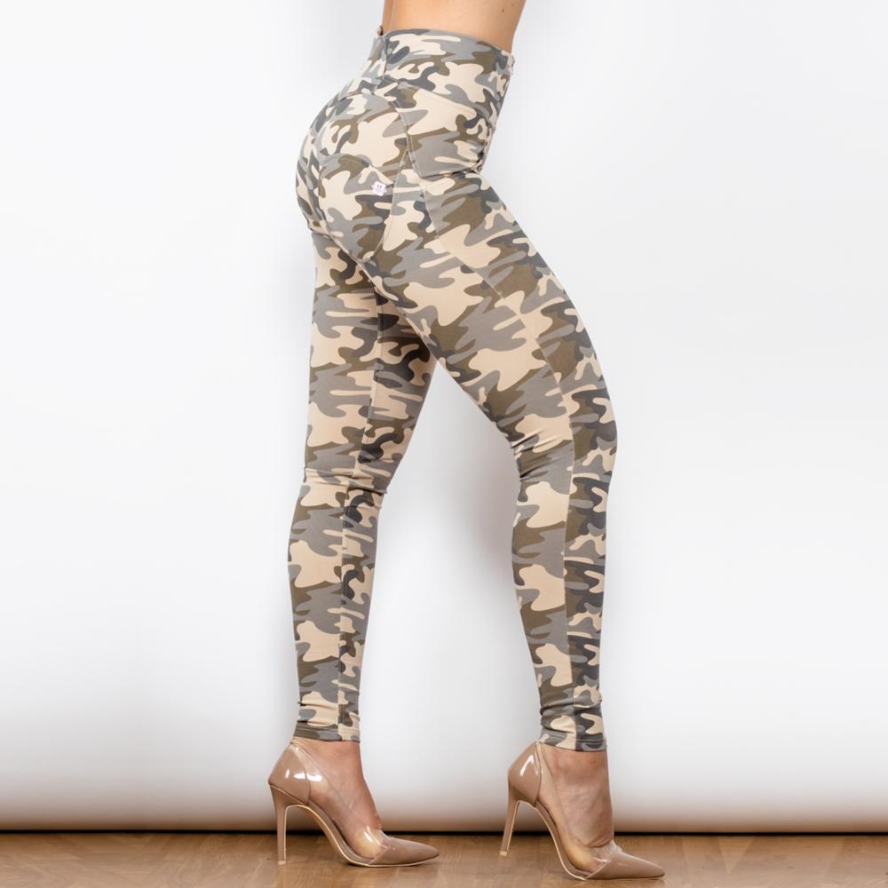 Shascullfites Melody High Waist Tummy Control Women Leggings Sandy Camo Workout Sport Pants for Girls