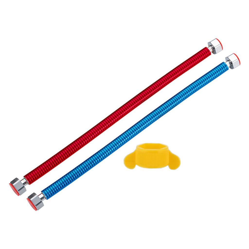 Pack Of 2 Flexible 304 Stainless Steel Water Heater Connector Hot and Cold Water Inlet Pipe Practical Color Coded Hose