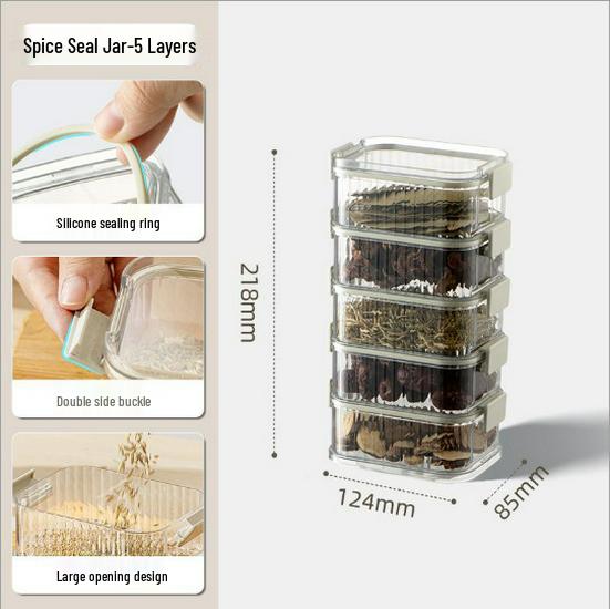 Kitchen Seasoning Storage Box Set - Food Grade Spices and Chili Sealed Jars