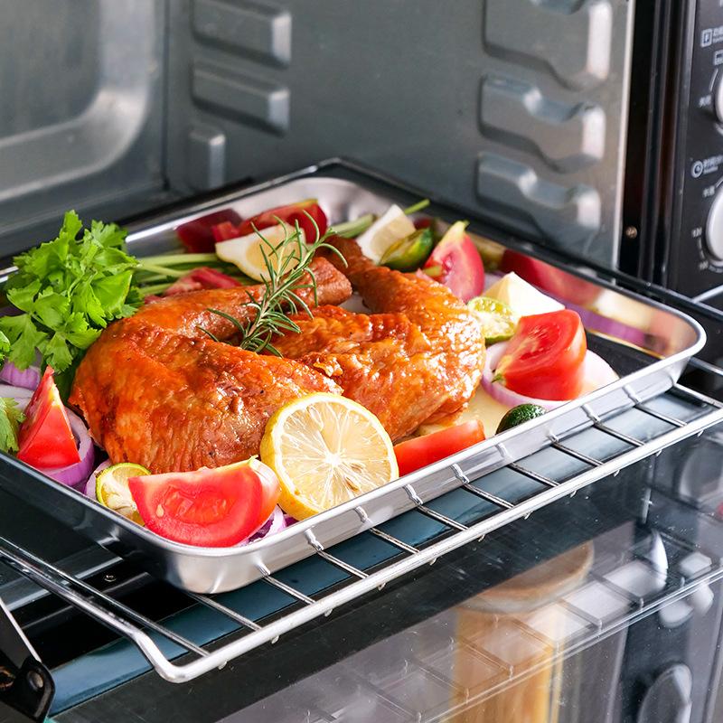 Serviertabletts aus Edelstahl mit Deckel, rechteckig, für die Küche, gedämpfte Wurst, Grillteller mit Meeresfrüchten, große Backformen für Gebäck