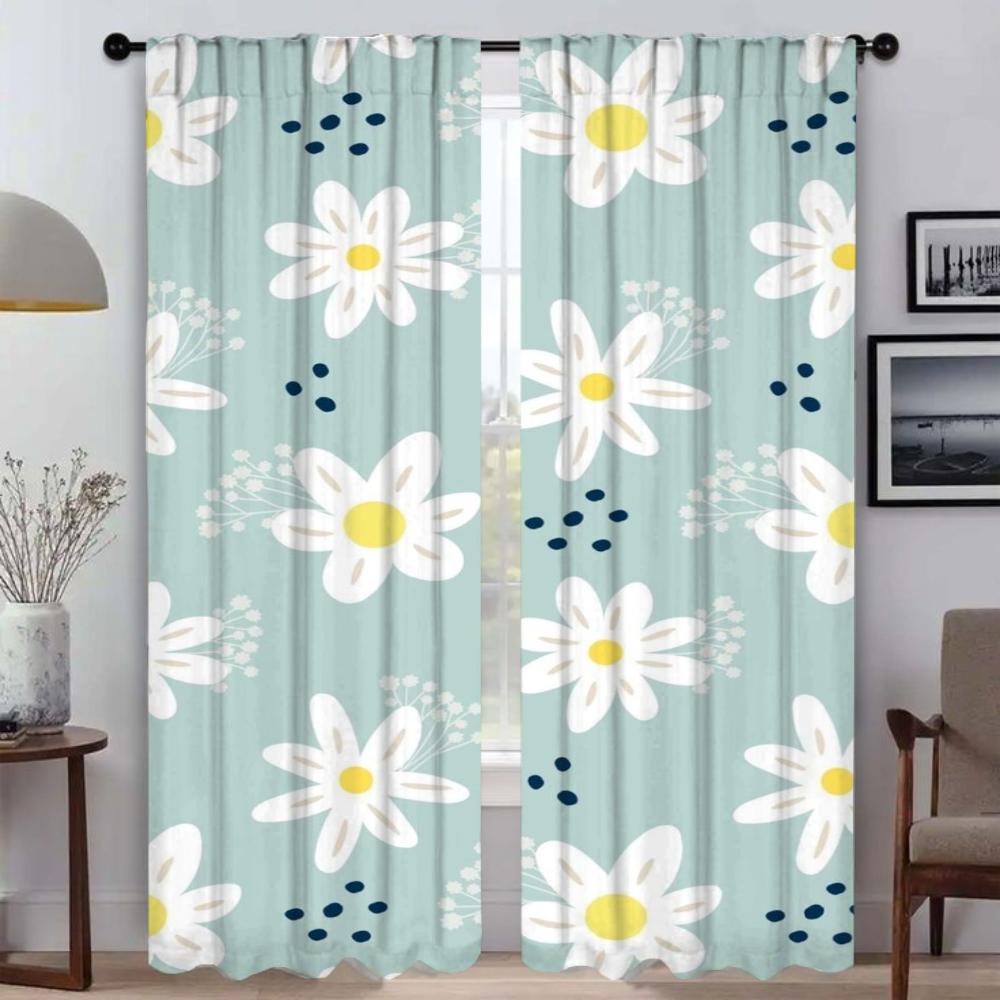 Cute Flowers Curtains for Bedroom Blackout Curtain for Room 2 Panel Halloween Decoration Partition Shades Home Interior Curtains