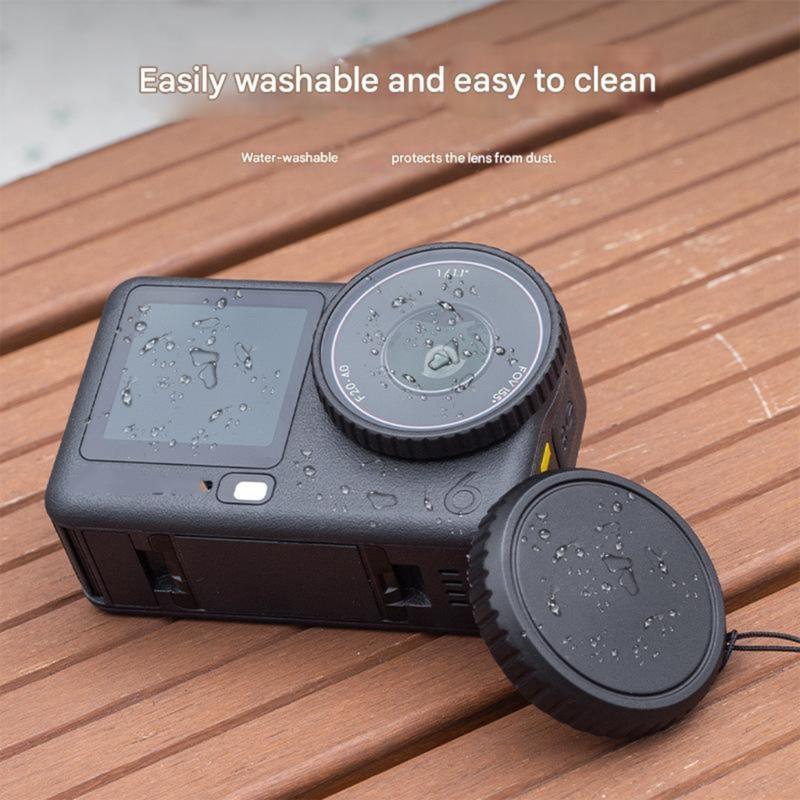 2pcs Silicone Front Lens Caps with Antiloss Lanyard for ACTION 6 Camera Lens Cover Protector Against Scratches and Dust