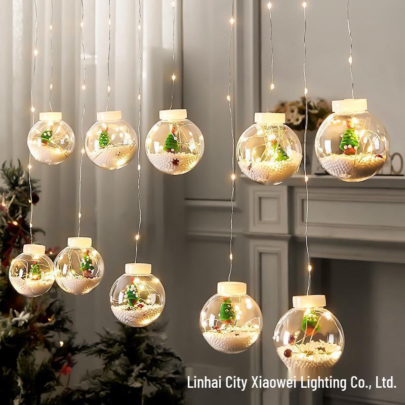 LED Christmas Curtain Lights - Santa Claus & Snowman String Lights Holiday Window Decoration