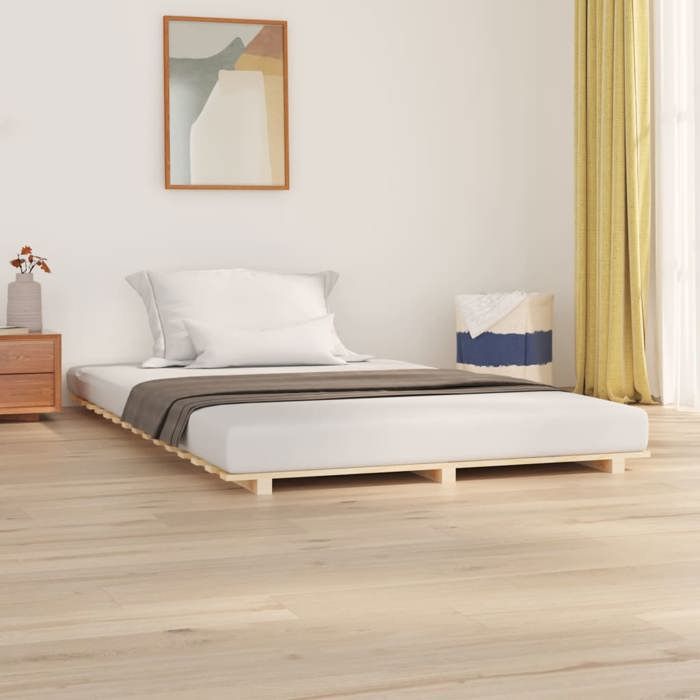 VidaXL Cadre de Lit, Lit Double avec Sommier à Lattes, Lit Adulte, Meuble de Chambre à Coucher Intérieur, Marron 120x200 cm 824563