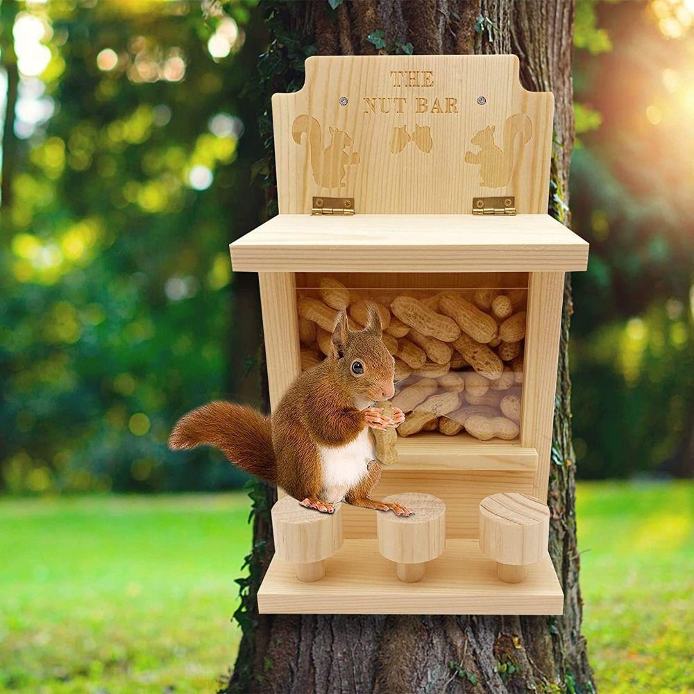 

Wooden Hamster Feeding Box Durable Pet Food Dispenser Feeding Container Bird Feeder Courtyard хакі