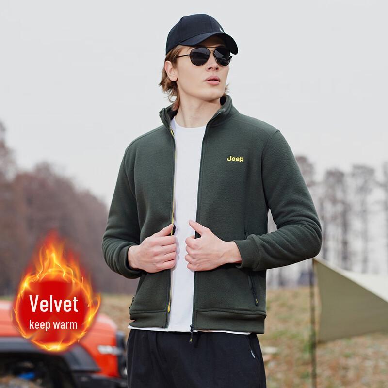 JEEP Men s Stand Collar Fleece Jacket 2XL