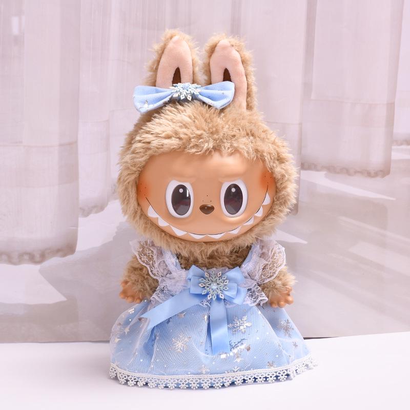38cm Labubu Plush Doll Casual Outfit Set with Hat (Clothes Only)