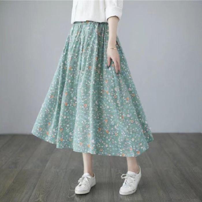 Women's Floral A-Line Skirt, Summer High-Waisted Slimming Design