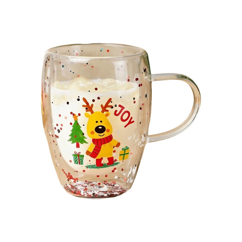 Deer Christmas Wine Glass Snowman Santa Clear Glass Christmas Art Cup  Coffee Enthusiasts