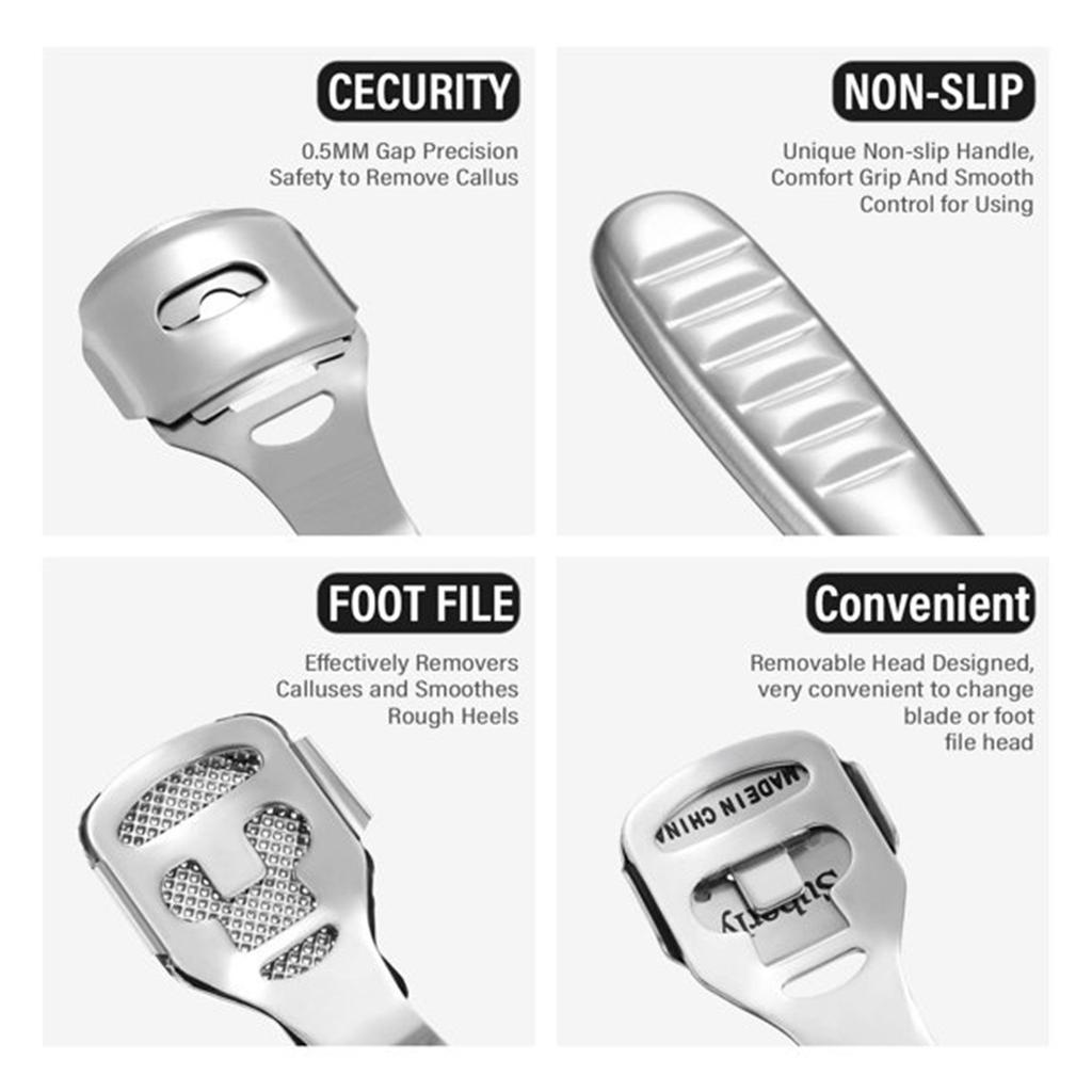 Callus Remover For Feet, Foot Callus Shaver Heel Hard Skin Remover For Hand Feet Pedicure R-azor Tool Shavers With Stainless Steel Handle 10 Blades