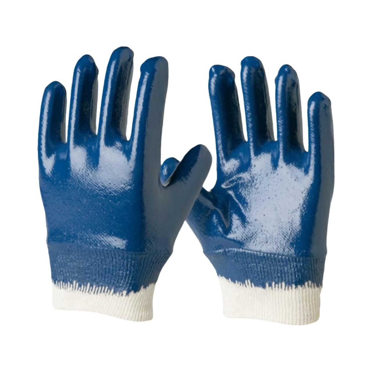 Nitrile Fully Dipped Wide Cuff Canvas Work Gloves: Wear, Oil, Acid & Alkali Resistant, Anti-Corrosion; Ideal for Mechanical Processing & Auto Repair.