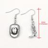 Fashion Vintage Silvery Cowboy Hat Earrings Cowgirl Boot Pendant Dangle Earrings for Women Couples Party Jewelry