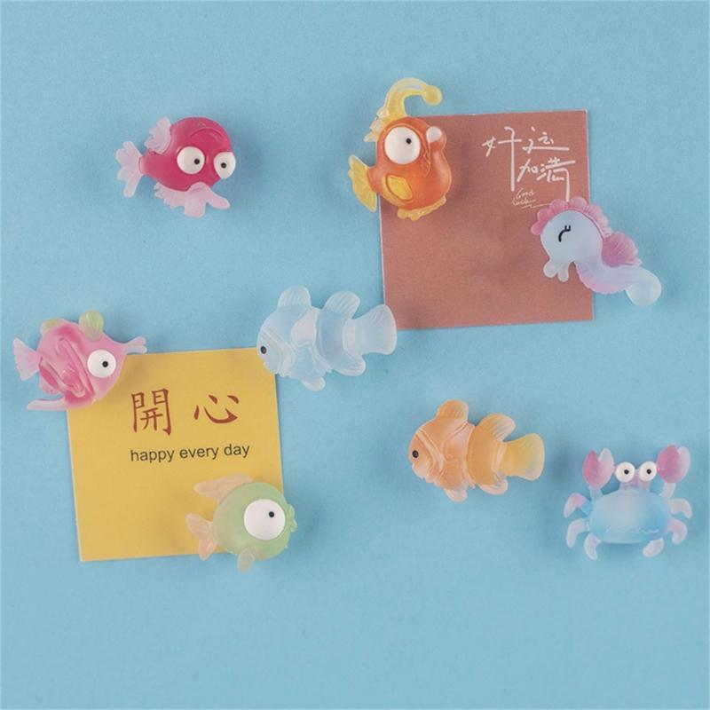 Set of 10 Cartoon Marine Life Resins Magnets with Secures Hold Refrigerator Magnetic Sticker For Home School Office Use
