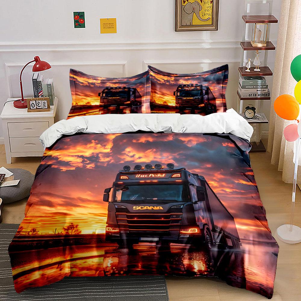Luxury Truck On Sunset Road Print Soft Comfortable Duvet Cover Bedding Set Included 1*Duvet Cover  2*Pillowcases Luxury Gift EU Twin 135X200cm&set