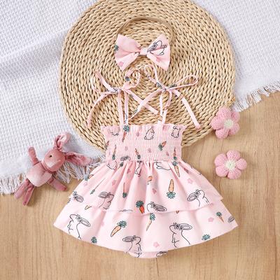Summer Children's Cute Cartoon Rabbit Printed Halter Jumpsuit for Girls