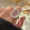 Anillos de Plata de Ley 925 para Mujer Pareja Minimalista Hechos a Mano Simple Anillo Ovalado con Piedra Joyería Fina Regalo Prevenir Alergia