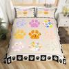 Dog Paw Print Duvet Cover Watercolor Gradient Puppy Footprints Comforter Cover with 2 Pillowcases,Funny Pets Animal Quilt Cover