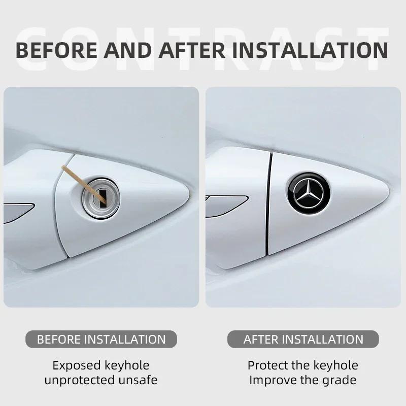2025 For Mercedes-Benz 2Pcs Car styling Lock Keyhole Stickers Decoration Protection For Mercedes Benz C180 C200 C260 C300 W108 W