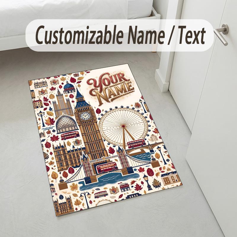 Lions Majesty Theme Soft Crystal Velvet Rug Custom Name & Text Print Non Slip Floor Rug for Bedroom Living Room