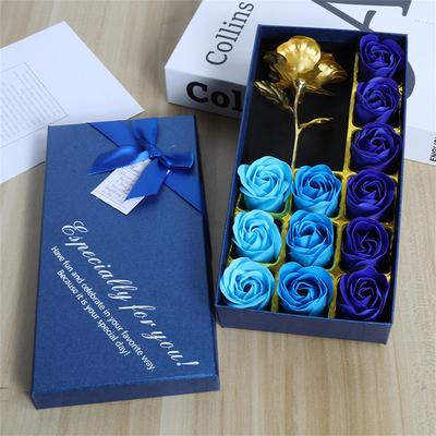 Künstliche Seifenrosen Geschenkbox Goldfolienblume 12 Duftende Rosen Seifenblumen Hochzeit Heimdekoration Valentinstag Geschenk