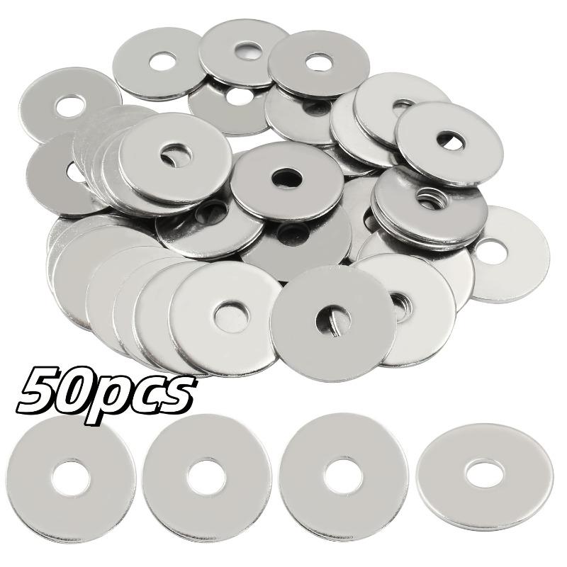 50 Pcs M6 304 Stainless Steel Flat Washers - Galvanized Thickened Metal Spacers for Indoor & Outdoor Use Rustproof 6x20x1.5mm
