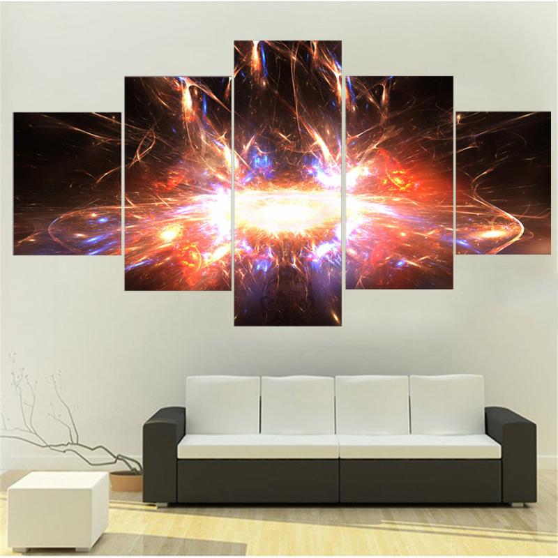 

5 шт., настенная живопись на холсте, постер, новая мода, офисная домашняя роспись, красочная Вселенная, фейерверк, пейзаж, украшение изображения, без рамки
