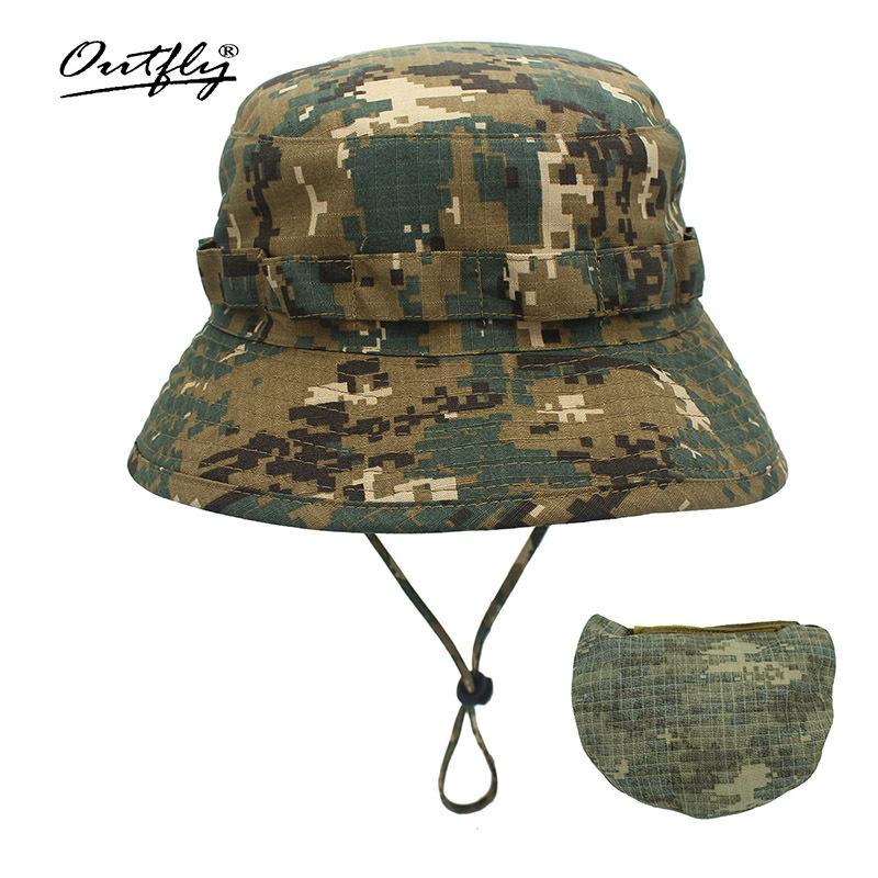 Camouflage mountaineering basin hat outdoor men's big head circumference bucket hat sun protection can be stored bionic camping jungle hat