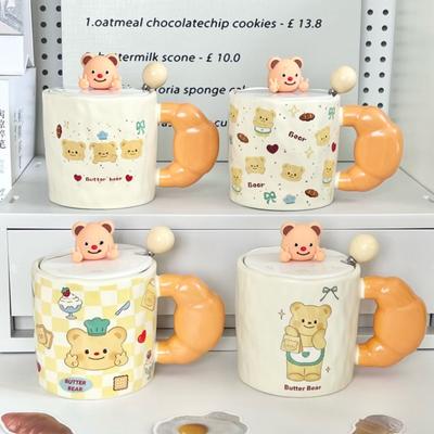 Cute Bier Butter Bear Ceramic Mug Girls High-value Drinking Cup Couple Birthday Gift Souvenir