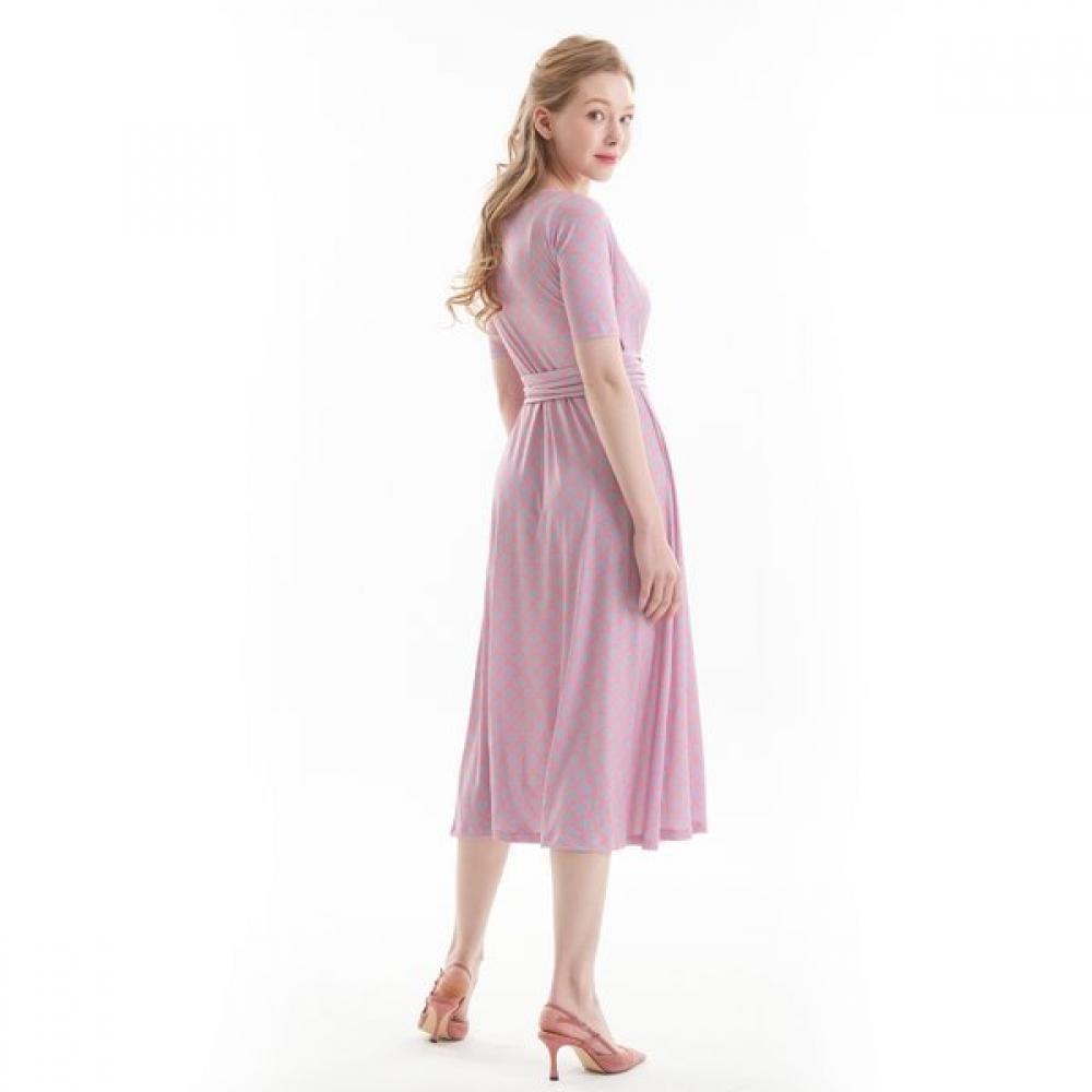 Lipbbam Creora Easy Corinne Artwork Pattern Wrap Dress Ldm54hp01